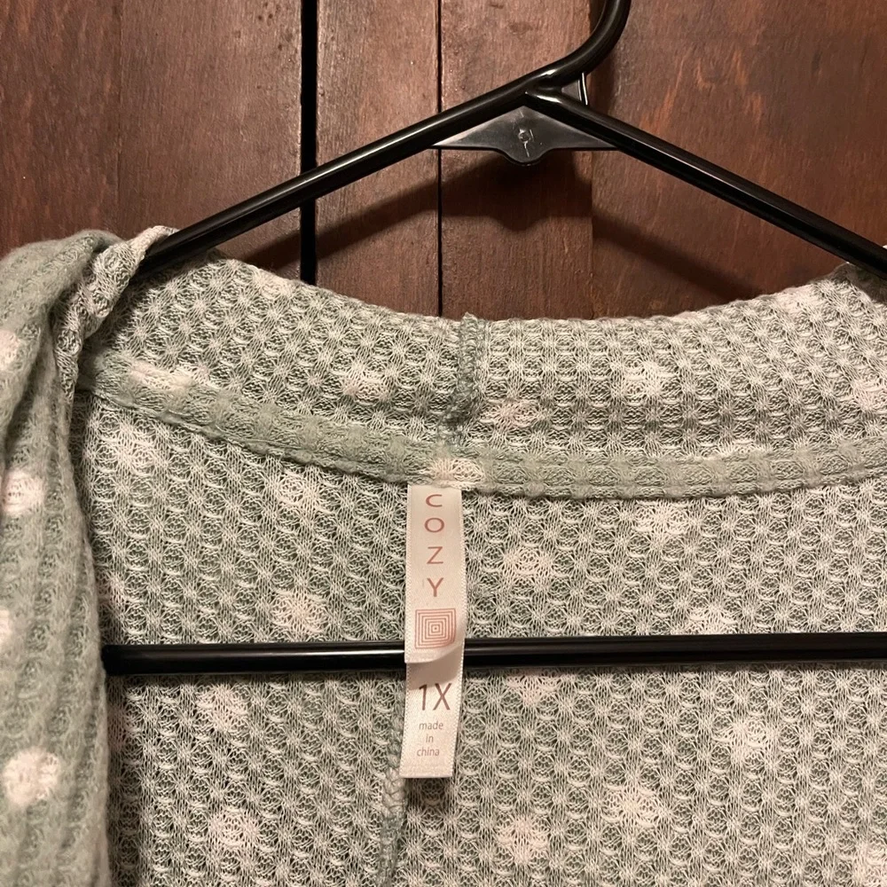 LuLaRoe Sage Green Polka Dot Open Cardigan/Robe